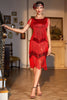 Laden Sie das Bild in den Galerie-Viewer, Rotes Fransen Roaring 20s Paillettenkleid