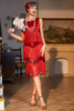 Laden Sie das Bild in den Galerie-Viewer, Rotes Fransen Roaring 20s Paillettenkleid