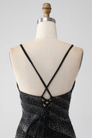 Laden Sie das Bild in den Galerie-Viewer, Schwarzes Meerjungfrauen Ballkleid mit Perlen und Schlitz