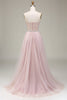 Laden Sie das Bild in den Galerie-Viewer, Hellrosa Tulle Herzchen Ballkleid mit Korsett