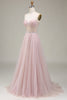 Laden Sie das Bild in den Galerie-Viewer, Hellrosa Tulle Herzchen Ballkleid mit Korsett