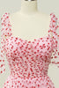 Laden Sie das Bild in den Galerie-Viewer, Rosa Tüll A-Linie Midi Ballkleid mit Herzen