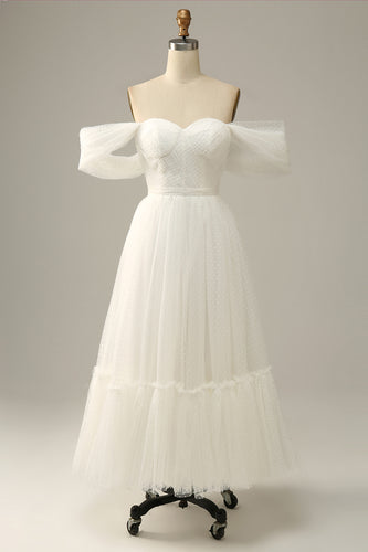 Elfenbein Schulterfreies Ballkleid
