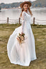 Laden Sie das Bild in den Galerie-Viewer, Elfenbeinspitze Chiffon Trompete Ärmel Boho Brautkleid
