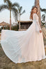 Laden Sie das Bild in den Galerie-Viewer, Elfenbeinspitze Chiffon Trompete Ärmel Boho Brautkleid