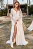 Laden Sie das Bild in den Galerie-Viewer, Elfenbeinspitze Chiffon Trompete Ärmel Boho Brautkleid