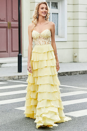 Wunderschönes A-Linien-Sweetheart-Korsett Fliederfarbenes Ballkleid mit Applikationen und Rüschen
