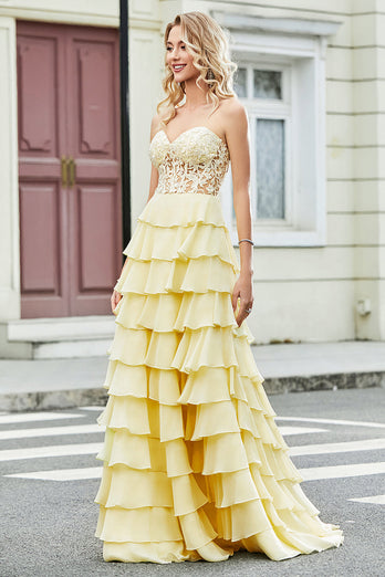 Wunderschönes A-Linien-Sweetheart-Korsett Fliederfarbenes Ballkleid mit Applikationen und Rüschen