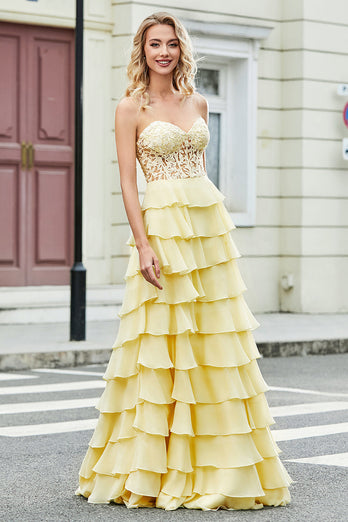 Wunderschönes A-Linien-Sweetheart-Korsett Fliederfarbenes Ballkleid mit Applikationen und Rüschen
