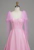 Laden Sie das Bild in den Galerie-Viewer, Rosa A-Linien Spaghettiträger Korsett-Ballkleid