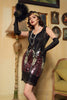 Laden Sie das Bild in den Galerie-Viewer, Schwarz &amp; Rot Kurze Pailletten 1920er Jahre Flapper Kleid