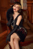 Laden Sie das Bild in den Galerie-Viewer, Schwarz &amp; Rot Kurze Pailletten 1920er Jahre Flapper Kleid