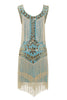 Laden Sie das Bild in den Galerie-Viewer, Dunkelgrünes Gatsby Kleid aus den 1920er Jahren mit Pailletten und Fransen