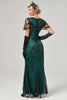 Laden Sie das Bild in den Galerie-Viewer, Elfenbeinfarbenes Pailletten-langes Flapper-Kleid aus den 1920er Jahren