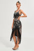Laden Sie das Bild in den Galerie-Viewer, Schwarzes Spaghettiträger-Gatsby-Flapper-Kleid mit Fransen