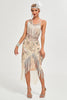 Laden Sie das Bild in den Galerie-Viewer, Schwarzes Spaghettiträger-Gatsby-Flapper-Kleid mit Fransen