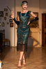 Laden Sie das Bild in den Galerie-Viewer, Perlenbesetztes dunkelgrünes Flapper-Kleid aus den 1920er Jahren