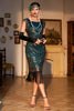 Laden Sie das Bild in den Galerie-Viewer, Perlenbesetztes dunkelgrünes Flapper-Kleid aus den 1920er Jahren