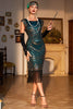 Laden Sie das Bild in den Galerie-Viewer, Perlenbesetztes dunkelgrünes Flapper-Kleid aus den 1920er Jahren