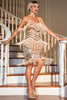 Laden Sie das Bild in den Galerie-Viewer, Spaghettiträger Champagner Fransen Roaring 20s Great Gatsby Kleid