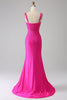 Laden Sie das Bild in den Galerie-Viewer, Glitzernde Meerjungfrau Rosa Ballkleid mit Aushöhlung