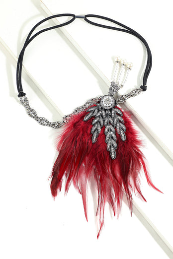 Schwarzer Perlenperlen-Flapper-Stirnband aus den 1920er Jahren