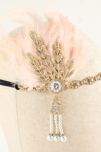 Schwarzer Perlenperlen-Flapper-Stirnband aus den 1920er Jahren