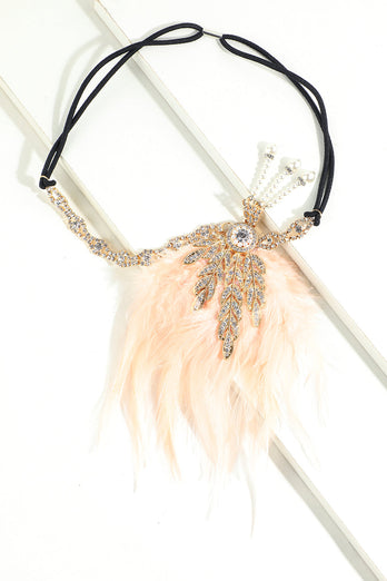Schwarzer Perlenperlen-Flapper-Stirnband aus den 1920er Jahren