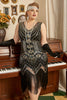 Laden Sie das Bild in den Galerie-Viewer, Schwarzes 1920er Jahre Plus Size Perlen Pailletten Flapper Kleid