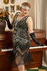 Laden Sie das Bild in den Galerie-Viewer, Schwarzes 1920er Jahre Plus Size Perlen Pailletten Flapper Kleid
