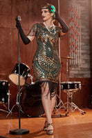 Laden Sie das Bild in den Galerie-Viewer, Paillettenkleid mit Rundhalsausschnitt aus den 1920er Jahren