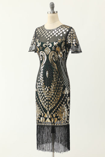 Rundhals Pailletten 1920er Jahre Kleid