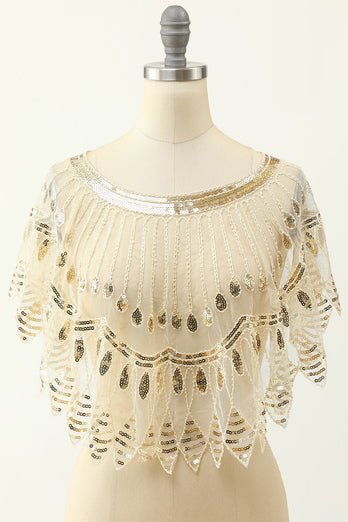 Schwarz und Gold Pailletten 1920er Jahre Cape