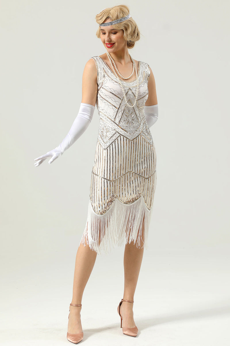 Laden Sie das Bild in den Galerie-Viewer, Schwarzes Kleid mit tiefem V-Ausschnitt und Flapper aus den 1920er Jahren