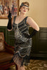 Laden Sie das Bild in den Galerie-Viewer, Schwarze Pailletten Fransen Plus Size 1920er Jahre Flapper Kleid