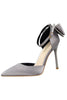 Laden Sie das Bild in den Galerie-Viewer, Burgunder Satin Prom Heels mit Bowknot