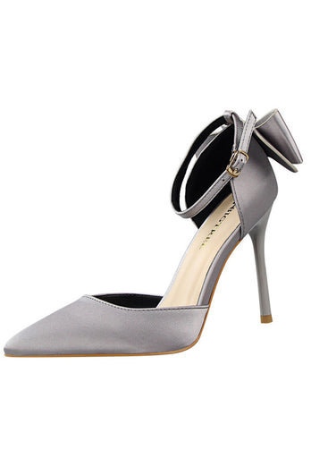 Burgunder Satin Prom Heels mit Bowknot