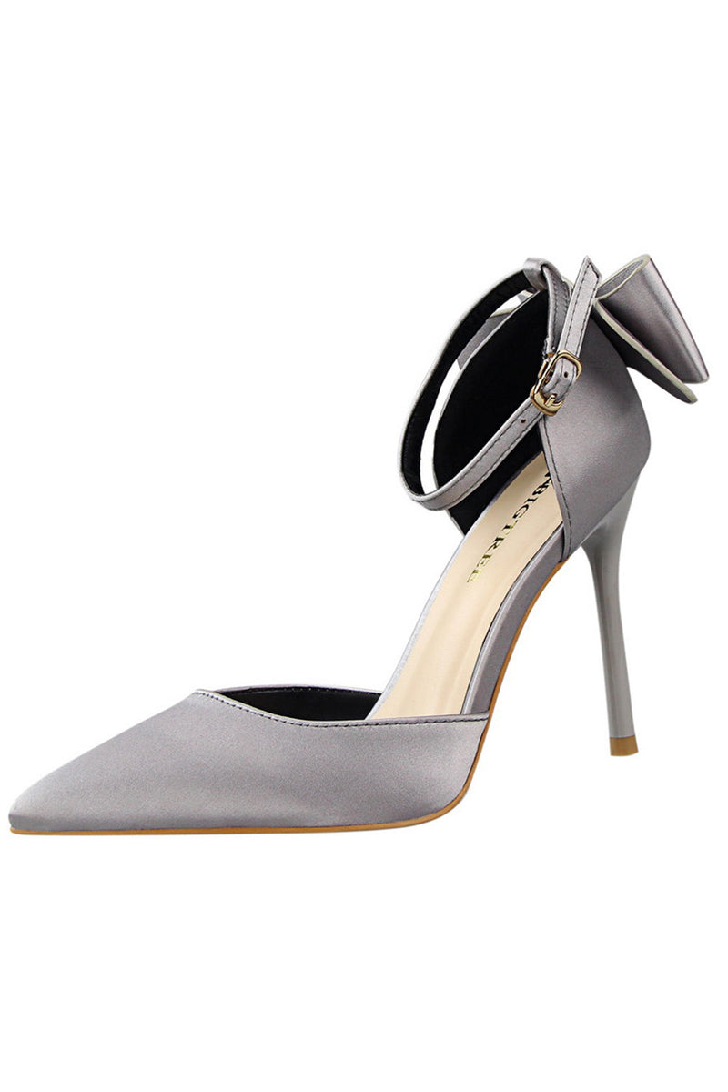 Laden Sie das Bild in den Galerie-Viewer, Burgunder Satin Prom Heels mit Bowknot