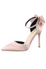 Laden Sie das Bild in den Galerie-Viewer, Burgunder Satin Prom Heels mit Bowknot