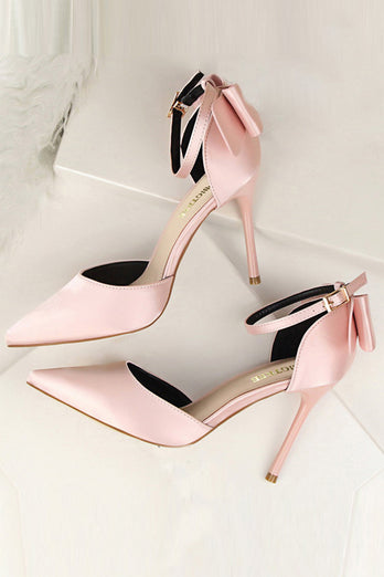 Burgunder Satin Prom Heels mit Bowknot