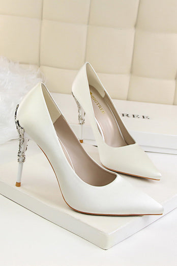 Burgunder flacher Metall Stiletto Heels