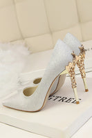 Laden Sie das Bild in den Galerie-Viewer, Burgunder flacher Metall Stiletto Heels