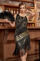 Laden Sie das Bild in den Galerie-Viewer, Etui Seuqins Schwarzes Cocktailkleid mit Quaste