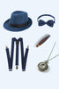 Laden Sie das Bild in den Galerie-Viewer, Blaues 1920er Jahre Accessoires Set für Herren